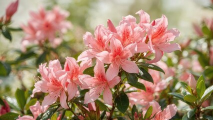 Fototapeta premium Vivid pink flowers on a flourishing azalea