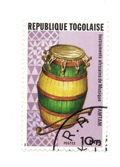 A vintage postage stamp from togo isolated on a white background.