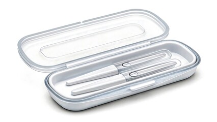 close-up, metal, silver, steel, shiny, sleek, minimalist, office supplies, stationery, pen, pencil, ruler, close-up, detailed, realistic
