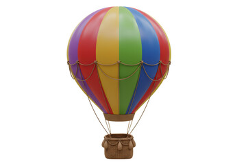 Fototapeta premium Isolated Colorful Hot Air Balloon with Basket
