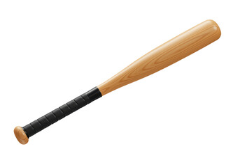 Isolated Wooden Baseball Bat with Black Grip