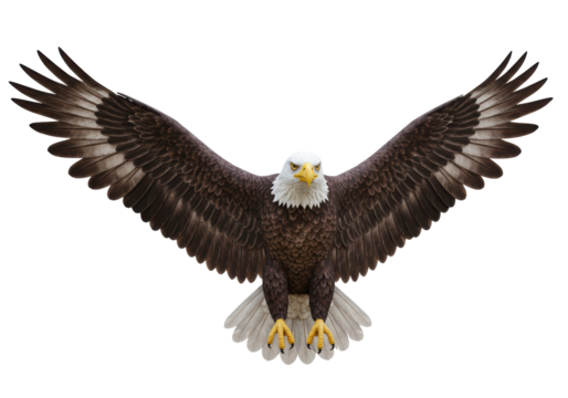 Isolated Bald Eagle with Wings Spread