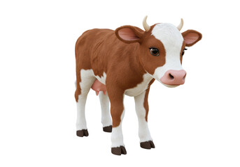 Isolated Brown and White Calf Standing