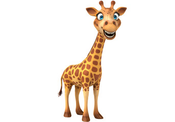 Obraz premium Isolated Cheerful Cartoon Giraffe with a Playful Smile
