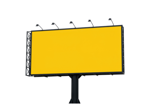 Isolated Blank Yellow Billboard with Metal Structure - Powered by Adobe