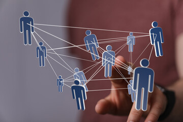 Visual representation of a network, teamwork, global communication, and collaboration.