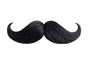 An iconic black mustache with distinctively curled tips embodies a playful and distinguished look.