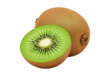 Isolated Sliced Kiwi Fruit with Textured Skin