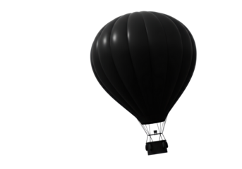 Isolated Monochrome Black Hot Air Balloon