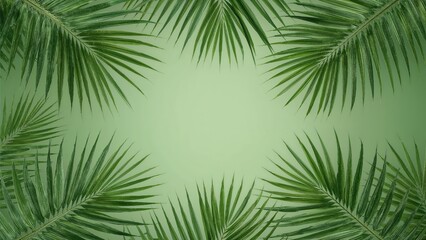 Nature-inspired pattern showcasing green palm fronds against a leafy background