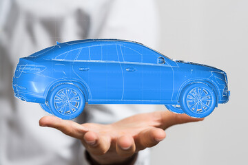 Futuristic car design, digital model, innovation, technology, automotive future, new vehicle,...
