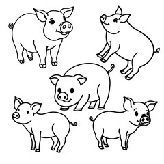 illustration of a group of pigs