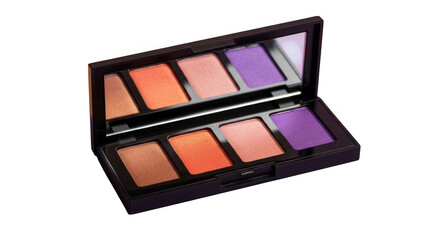An eyeshadow palette with various colors isolated on transparent background