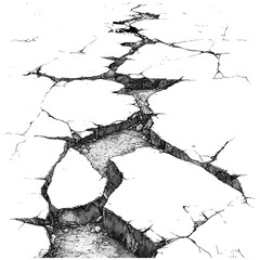 Vintage road detail, hand-drawn urban surface sketch, asphalt crack engraving texture, retro broken pavement texture illustration, vector illustration, grunge background, street art.