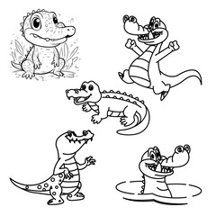 illustration of a group of crocodiles