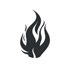 Dark Gray Flame with White Outline Isolated on Transparent Background