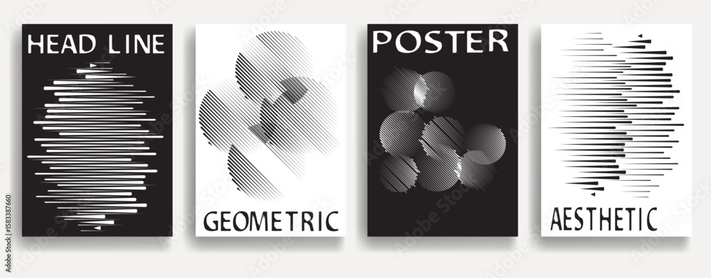 Aufkleber modern posters with speed lines. vector design composition with various geometric shapes . abstract 