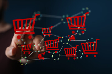 E-commerce growth, online shopping, digital marketing, global retail, online business, network,...