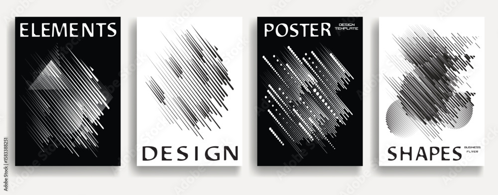 Poster modern posters with speed lines. vector design composition with various geometric shapes . abstract 