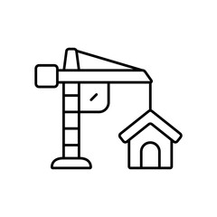 Crane Heavy Lifting Machine Line Icon