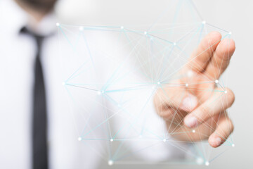 Abstract image of a businessman interacting with a digital network. Ideal for technology,...