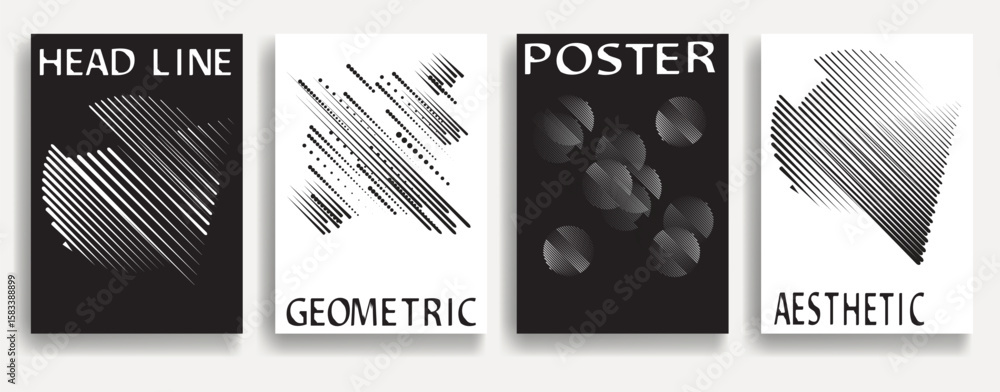 Aufkleber modern posters with speed lines. vector design composition with various geometric shapes . abstract 
