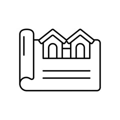 House Plan Architectural Blueprint Line Icon