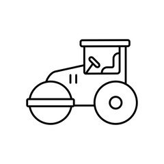 Road Roller Compaction Vehicle Line Icon