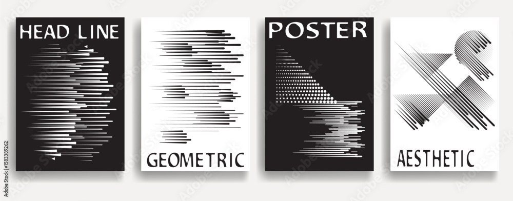 Poster modern posters with speed lines. vector design composition with various geometric shapes . abstract 