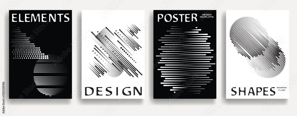 Poster modern posters with speed lines. vector design composition with various geometric shapes . abstract 