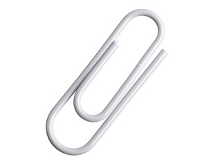 This bright white paper clip, captured with clear detail, is an essential tool for office and school organization.