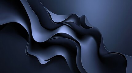 Obraz premium Abstract dark blue wavy 3D shapes.