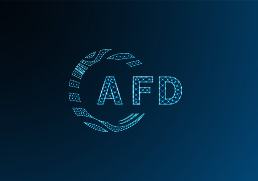 AFD low poly letter logo vector design. AFD lower poly logo design. AFD unique low poly logo design.