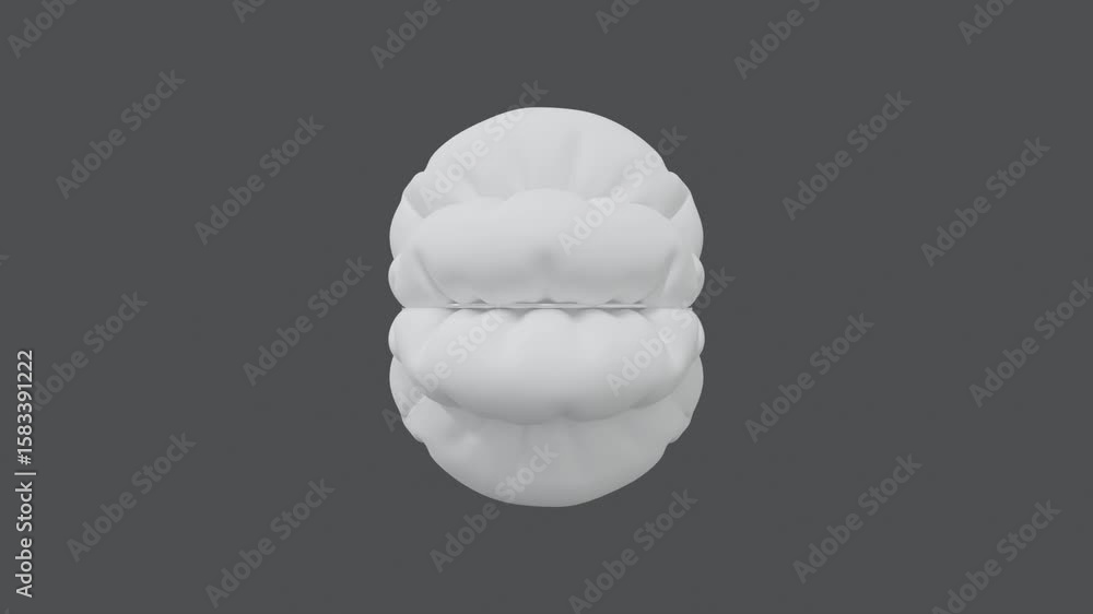 Aufkleber inflated white spherical form inside metallic frame on charcoal background – futuristic minimal stru