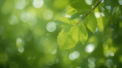 Fototapeta premium Soft Focus on Leaves with Illuminated Bokeh Effect