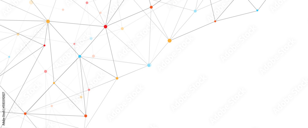 Poster vector abstract colorful low poly geometric connected line and dots