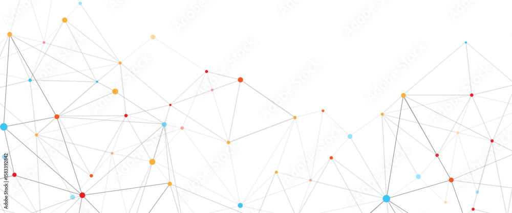 Poster vector abstract colorful low poly geometric connected line and dots