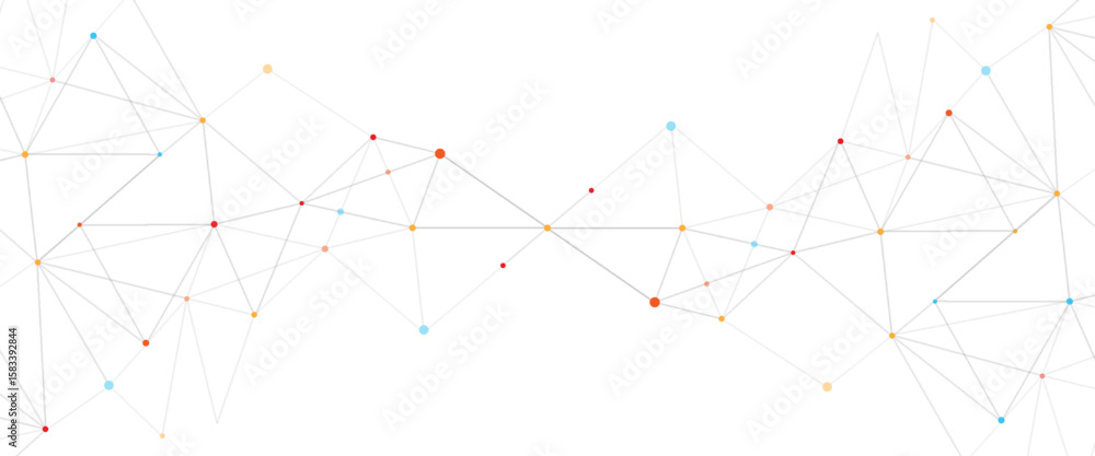 Poster vector abstract colorful low poly geometric connected line and dots