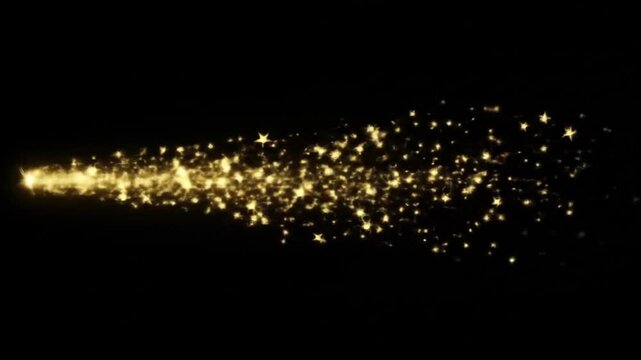 Shooting star with glittering golden streak, great for adding magical touch to digital designs, invitations, and decorations.