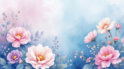 Watercolor flowers background 