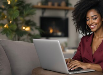 Business woman is working on a laptop