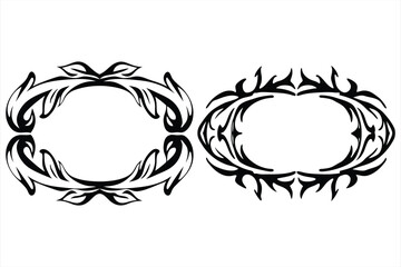 Floral oval frame swirling leaf border