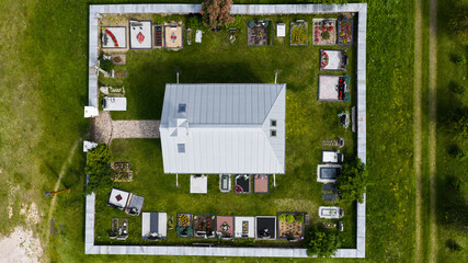 Village cemetery from above in Lithuania