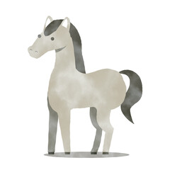 Illustration of a horse in a meadow. Copy space. Zodiac. Year of the horse. Horse racing.