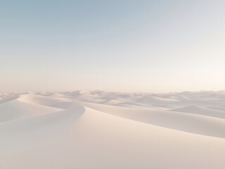 Soft, White Dunes Stretching Towards the Horizon Under a Pale Sky, Creating a Sense of Serenity and Expansive Space