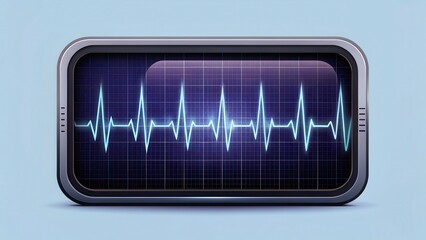 Digital Heartbeat Monitor Displaying Vital Signs on Screen with Blue Waveform Background