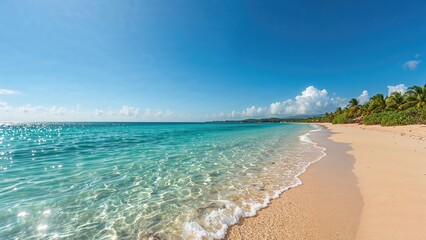 Fototapeta premium Coastal vista overlooking a crystal-clear sea