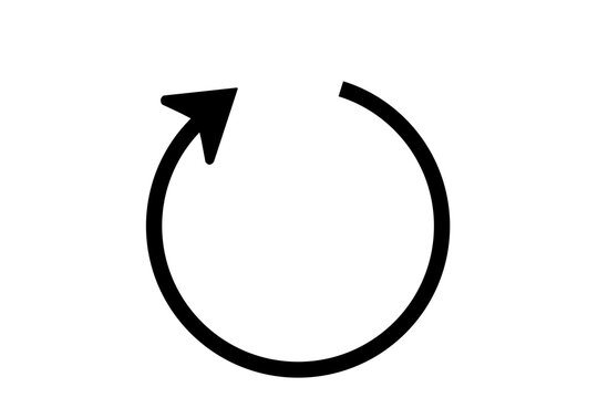 black round arrow icon, conceptual symbol for refresh, reload, undo, repeat, recycle, or update process