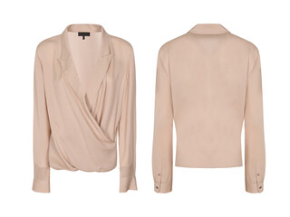 Women's blazer coat winter jacket, front and back view, pink blazer jacket mockup, transparent...