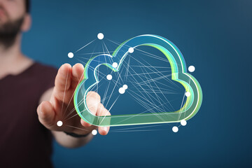 Secure cloud technology, data storage, network connections, digital transformation.
